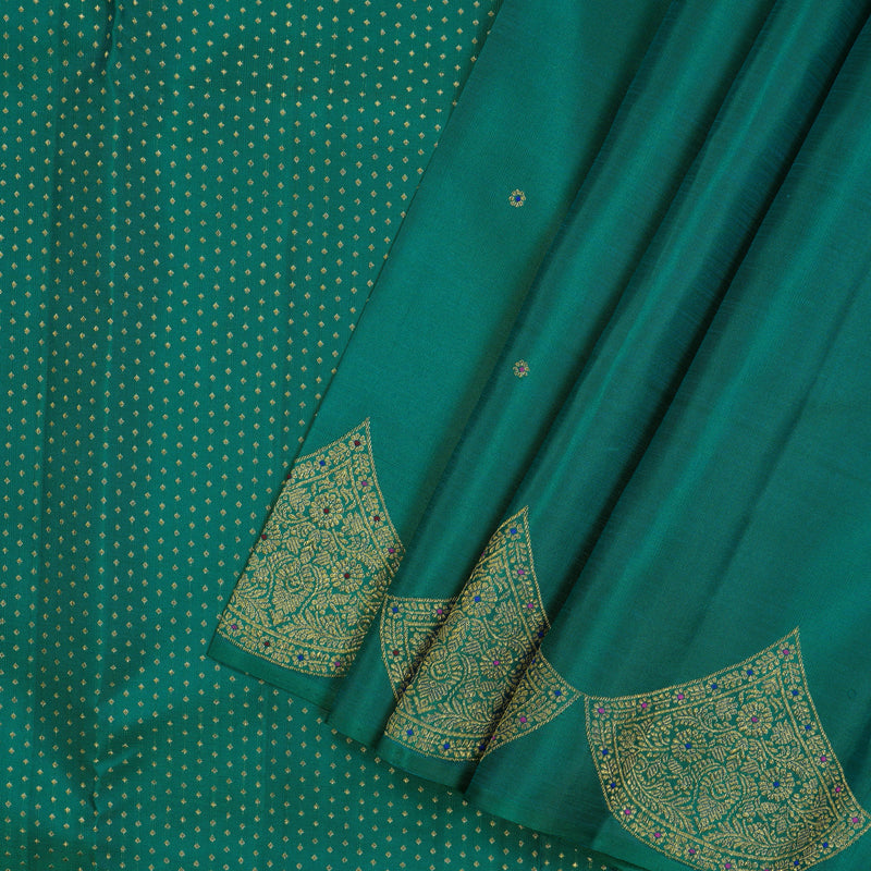 Hayagrivas Handloom Emerald Green Kanjivaram Silk Saree KBE1238I5-1