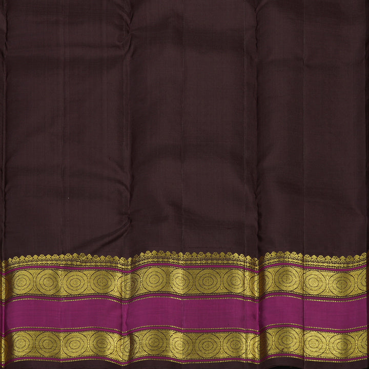 Hayagrivas Handloom Cream Kanjivaram Silk Saree with Kanchana Brown Border KBE1238I8-1