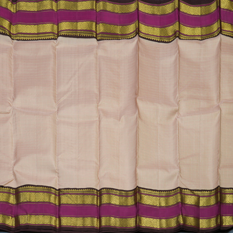 Hayagrivas Handloom Cream Kanjivaram Silk Saree with Kanchana Brown Border KBE1238I8-1