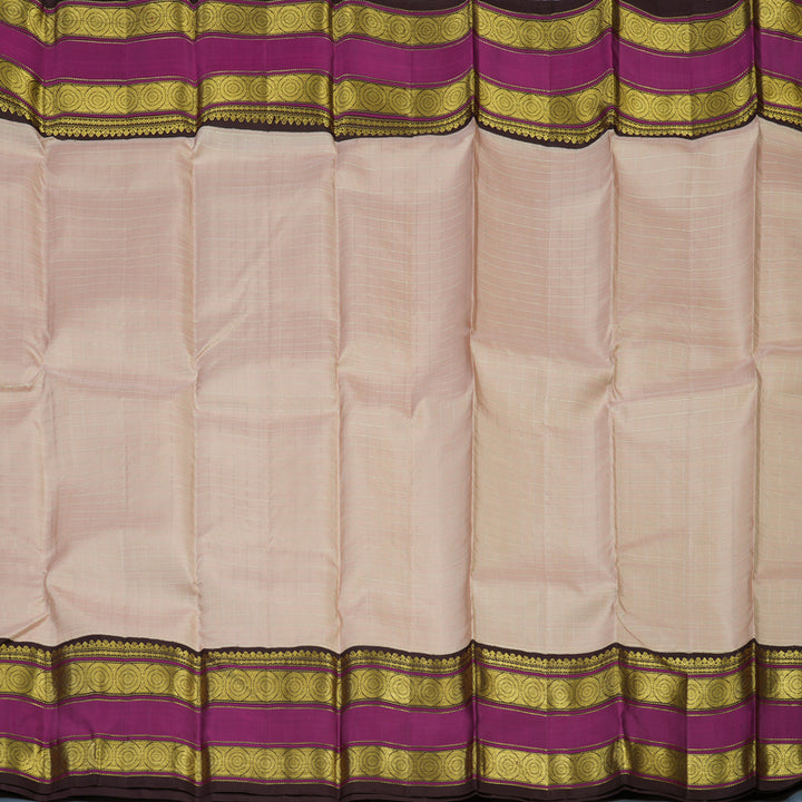 Hayagrivas Handloom Cream Kanjivaram Silk Saree with Kanchana Brown Border KBE1238I8-1