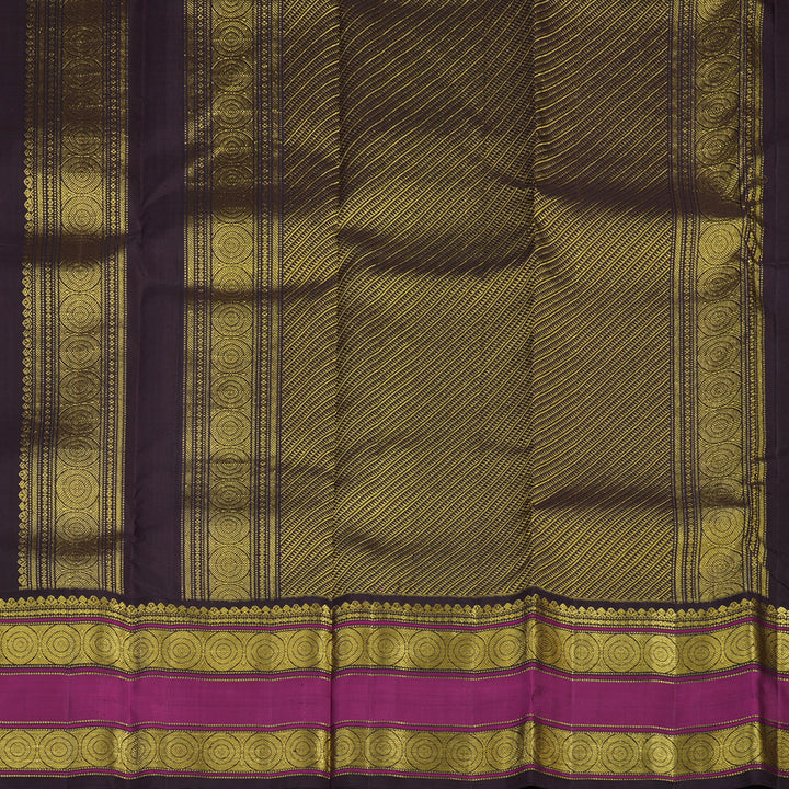 Hayagrivas Handloom Cream Kanjivaram Silk Saree with Kanchana Brown Border KBE1238I8-1