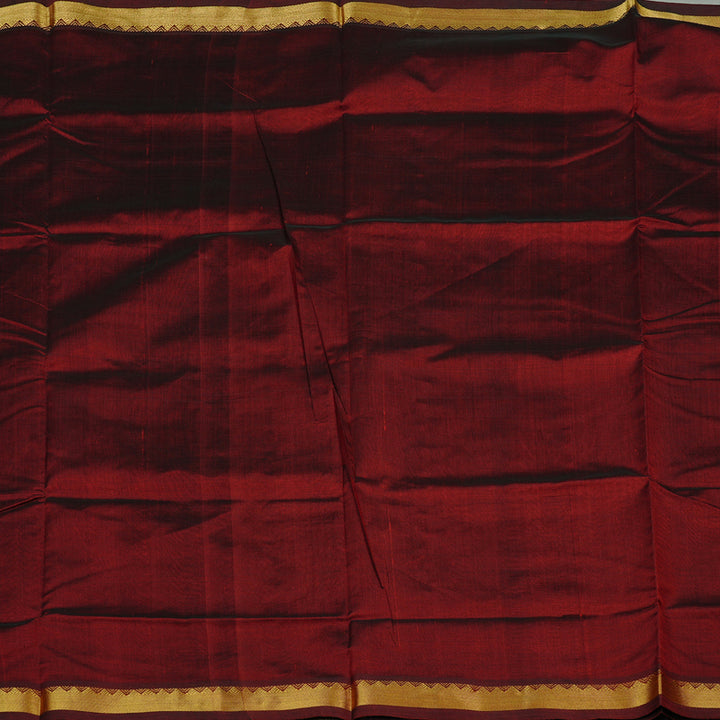 Hayagrivas Handloom Silk Cotton Saree in Rich Wine Maroon KBE123D1-15