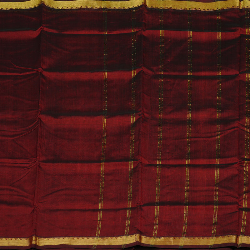 Hayagrivas Handloom Silk Cotton Saree in Rich Wine Maroon KBE123D1-15
