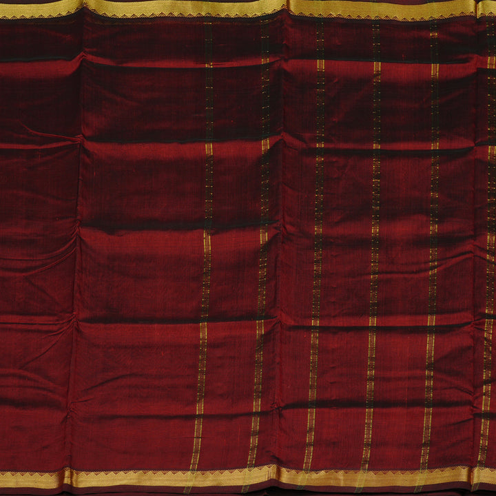 Hayagrivas Handloom Silk Cotton Saree in Rich Wine Maroon KBE123D1-15