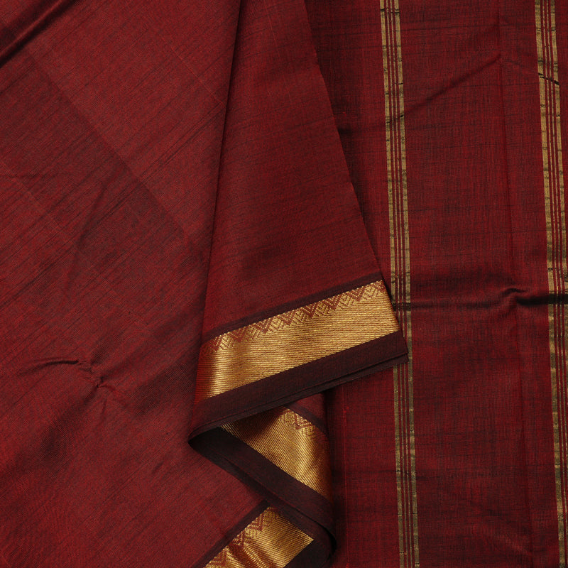 Hayagrivas Handloom Silk Cotton Saree in Rich Wine Maroon KBE123D1-15
