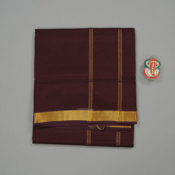 Hayagrivas Handloom Silk Cotton Saree in Attractive Dark Brown KBE123D1-8