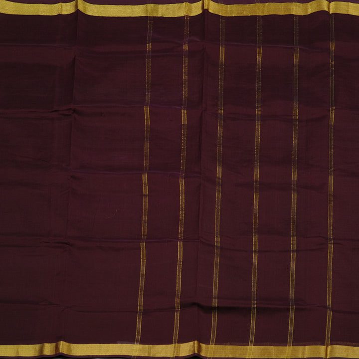 Hayagrivas Handloom Silk Cotton Saree in Attractive Dark Brown KBE123D1-8