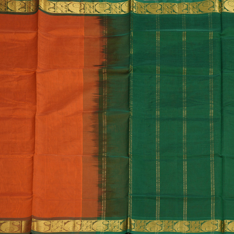 Hayagrivas Handloom Pure Silk Cotton Saree  in Regal Burnt Orange KBE123D2-1
