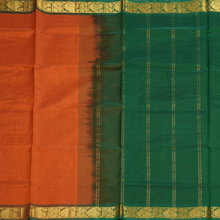 Hayagrivas Handloom Pure Silk Cotton Saree  in Regal Burnt Orange KBE123D2-1