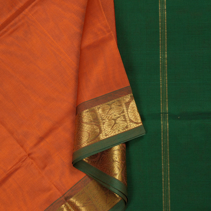Hayagrivas Handloom Pure Silk Cotton Saree  in Regal Burnt Orange KBE123D2-1
