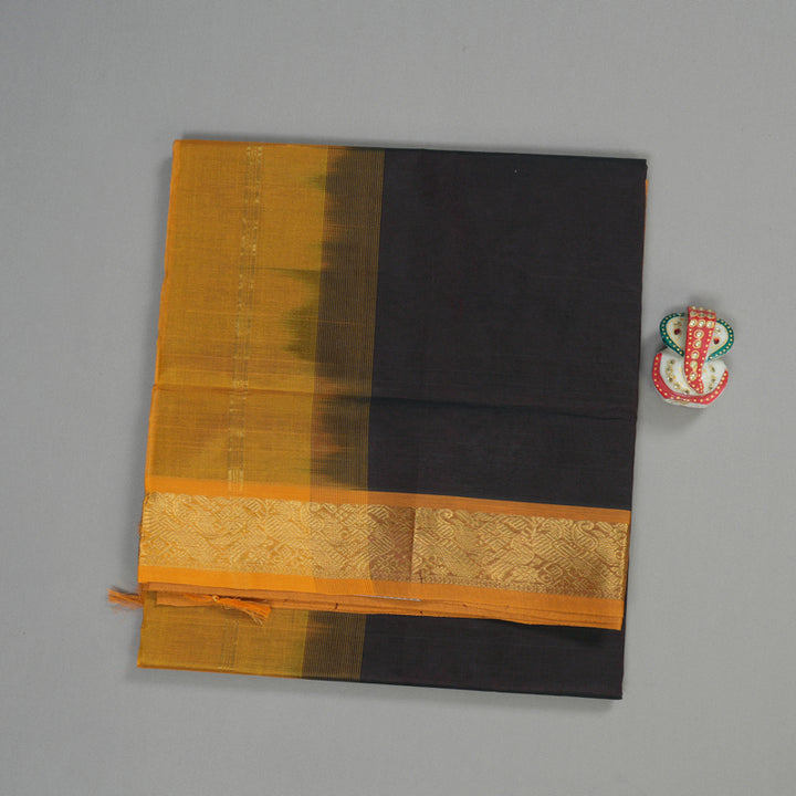Hayagrivas Handloom Pure Silk Cotton Saree in Dark Brown KBE123D2-12