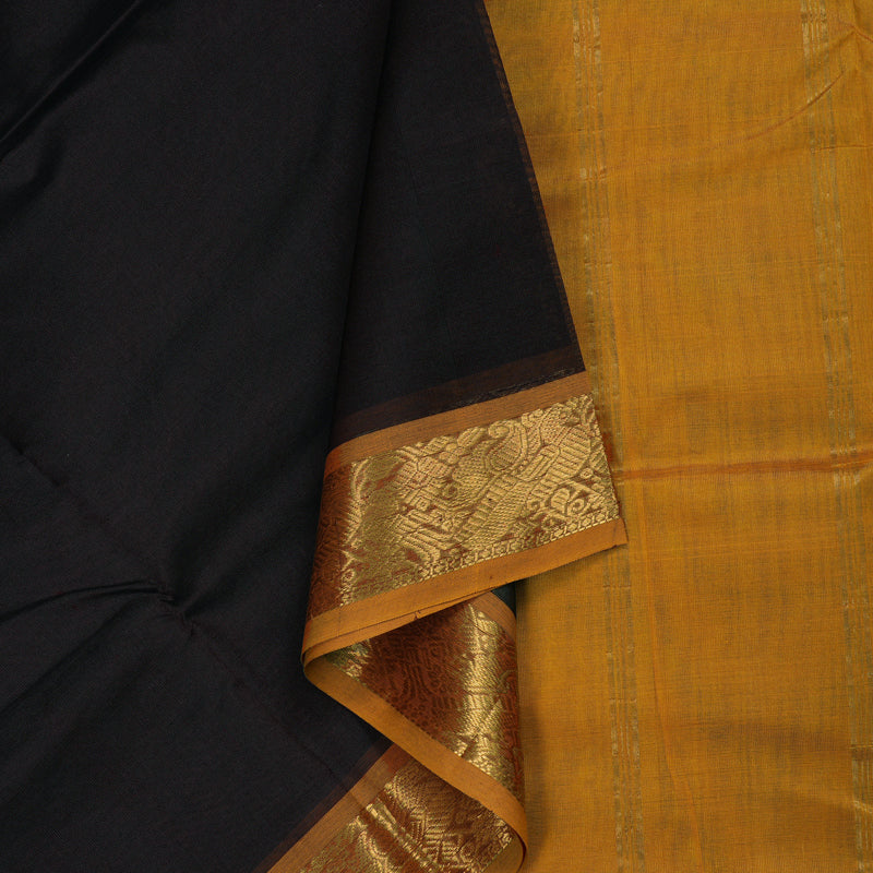 Hayagrivas Handloom Pure Silk Cotton Saree in Dark Brown KBE123D2-12
