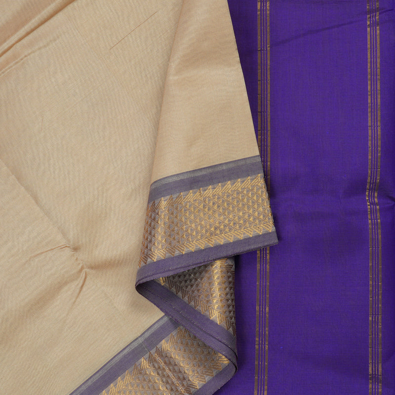 Hayagrivas Handloom Pure Silk Cotton Saree in Elegant Beige Harmony KBE123D2-3