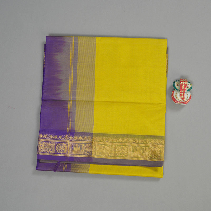 Hayagrivas Handloom Pure Silk Cotton Saree in Bright Sunshine Lemon Yellow KBE123D2-4