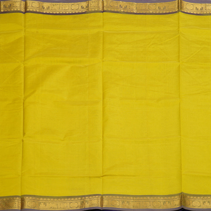 Hayagrivas Handloom Pure Silk Cotton Saree in Bright Sunshine Lemon Yellow KBE123D2-4