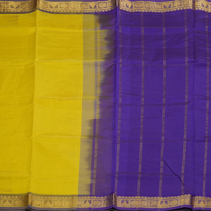 Hayagrivas Handloom Pure Silk Cotton Saree in Bright Sunshine Lemon Yellow KBE123D2-4