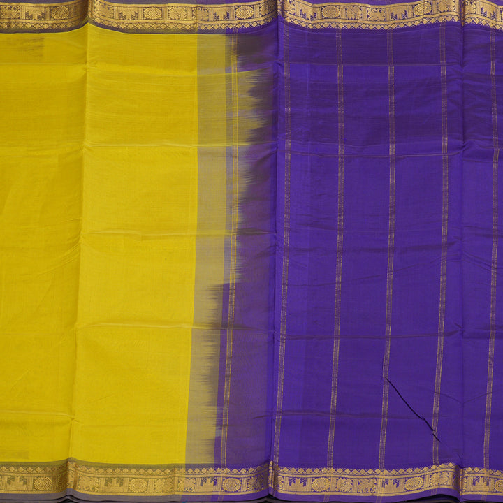Hayagrivas Handloom Pure Silk Cotton Saree in Bright Sunshine Lemon Yellow KBE123D2-4