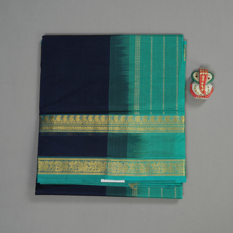 Hayagrivas Handloom Pure Silk Cotton Saree in Enchanting Dark Blue KBE123D3-11