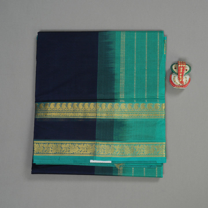 Hayagrivas Handloom Pure Silk Cotton Saree in Enchanting Dark Blue KBE123D3-11