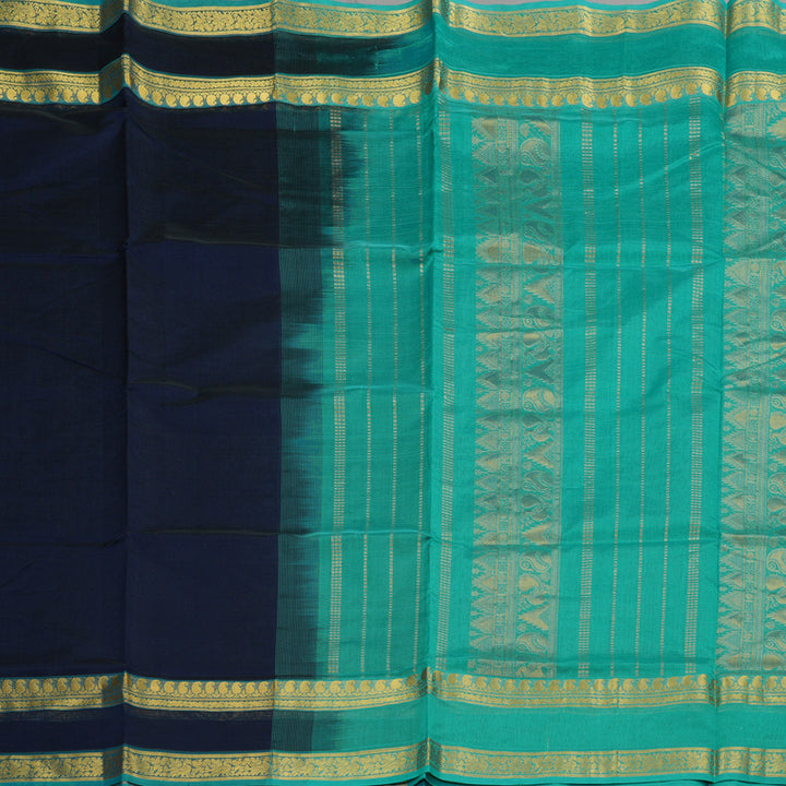 Hayagrivas Handloom Pure Silk Cotton Saree in Enchanting Dark Blue KBE123D3-11