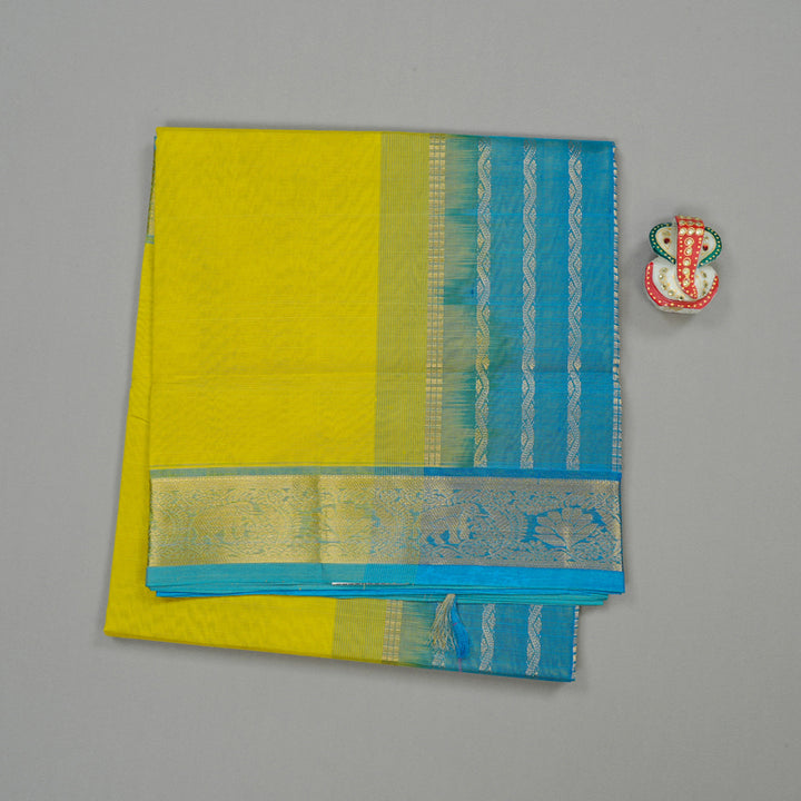 Hayagrivas Handloom Silk Cotton Saree in Dazzling Lemon Green KBE123D3-24