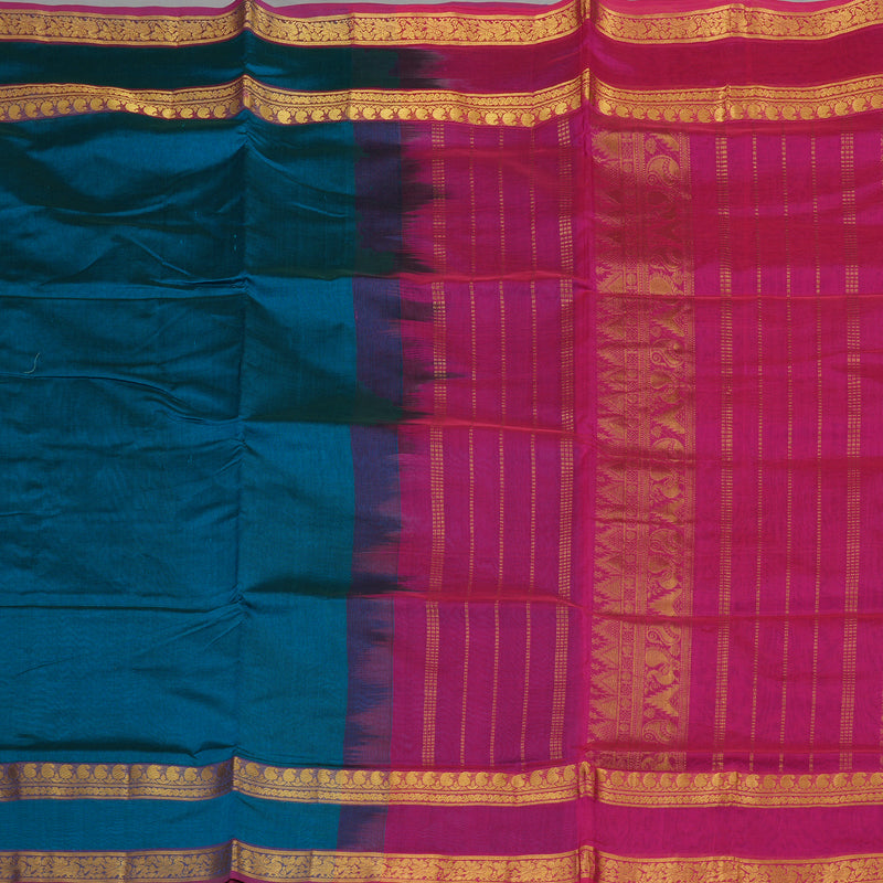 Hayagrivas Handloom Pure Silk Cotton Saree in Striking Dark Sky Blue KBE123D3-6