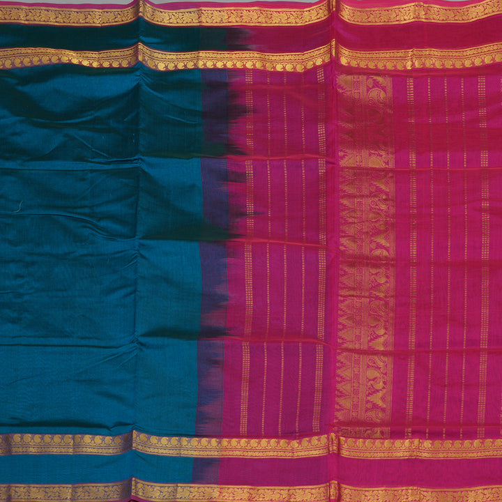 Hayagrivas Handloom Pure Silk Cotton Saree in Striking Dark Sky Blue KBE123D3-6