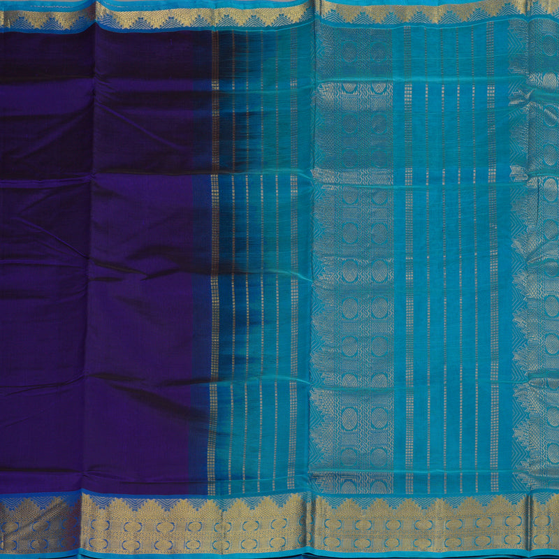 Hayagrivas Handloom Pure Silk Cotton Saree in Vibrant Blue KBE123D3-9