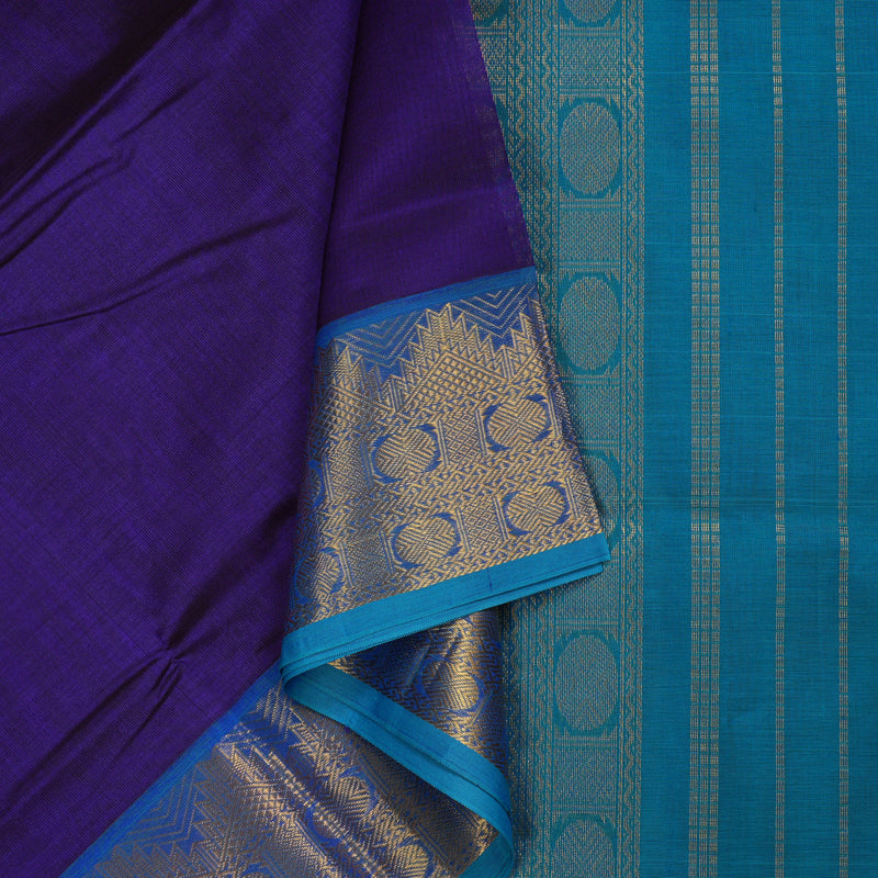 Hayagrivas Handloom Pure Silk Cotton Saree in Vibrant Blue KBE123D3-9
