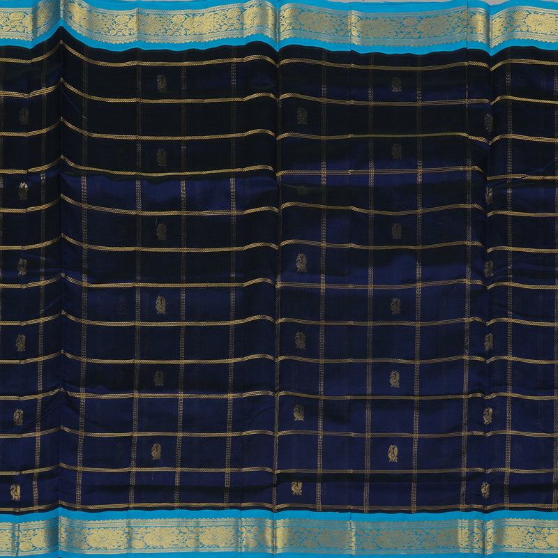 Hayagrivas Handloom Pure Silk Cotton Saree in Midnight Dark Blue KBE123D7-4