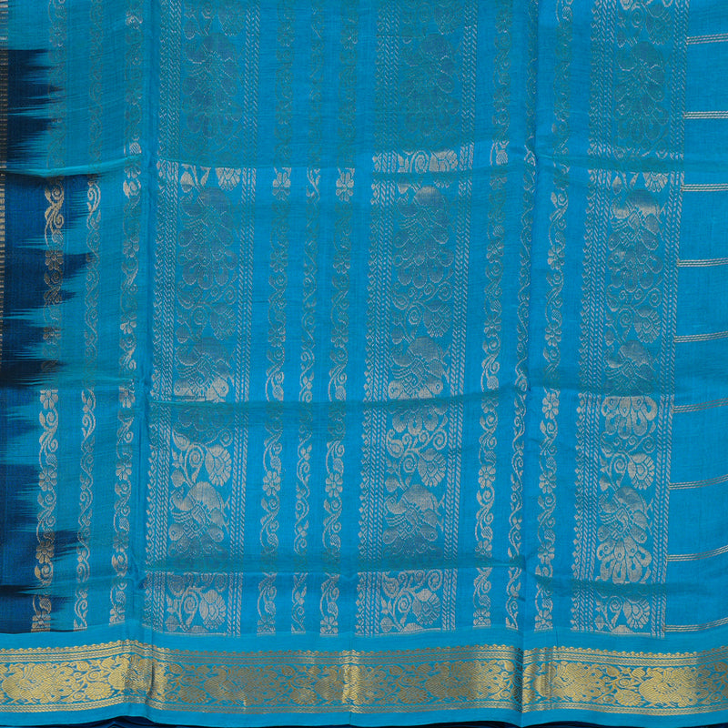 Hayagrivas Handloom Pure Silk Cotton Saree in Midnight Dark Blue KBE123D7-4