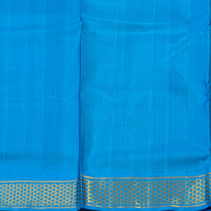 Hayagrivas Handloom Navy Blue Ten Yards Silk Saree with Sky Blue Border KBE1241I12-1