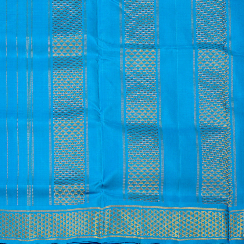 Hayagrivas Handloom Navy Blue Ten Yards Silk Saree with Sky Blue Border KBE1241I12-1