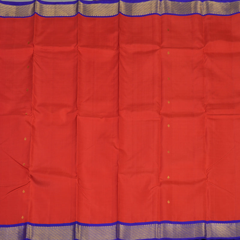 Hayagrivas Handloom Red Kanjivaram Silk Saree with Purplish Blue border KBE1241I5-1