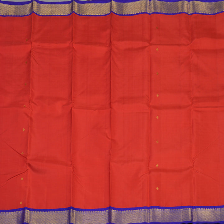 Hayagrivas Handloom Red Kanjivaram Silk Saree with Purplish Blue border KBE1241I5-1