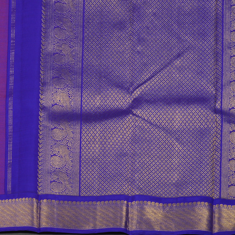 Hayagrivas Handloom Red Kanjivaram Silk Saree with Purplish Blue border KBE1241I5-1