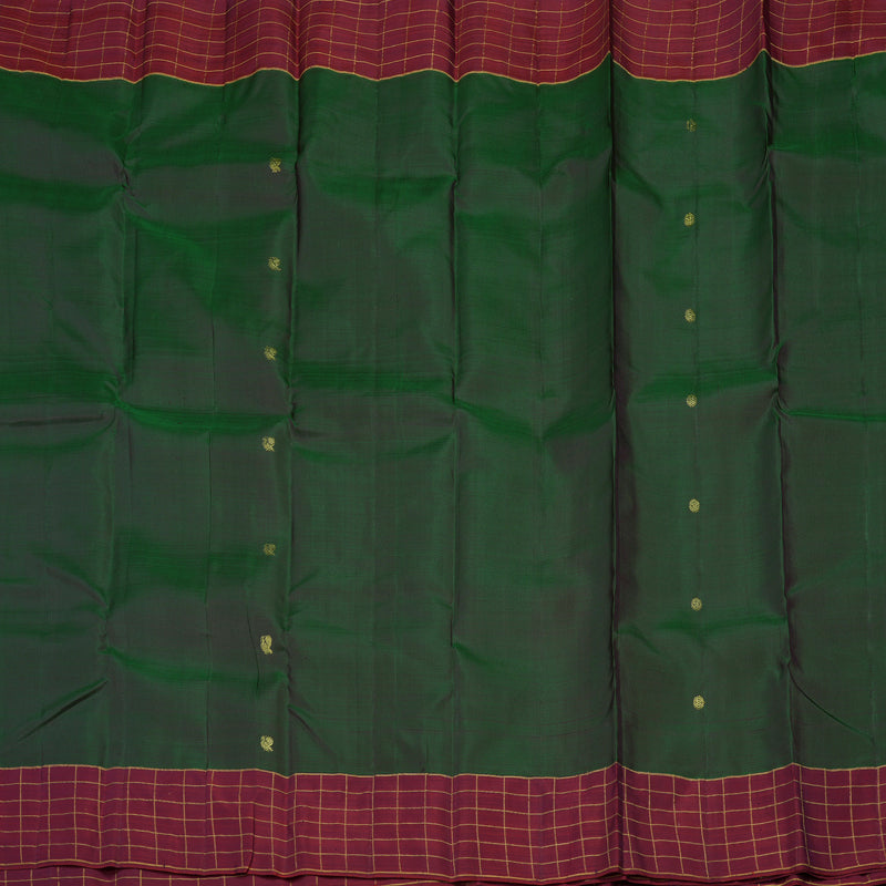 Hayagrivas Handloom Kanjivaram Silk Saree in Dual Toned Peacock Green KBE1245I2-2