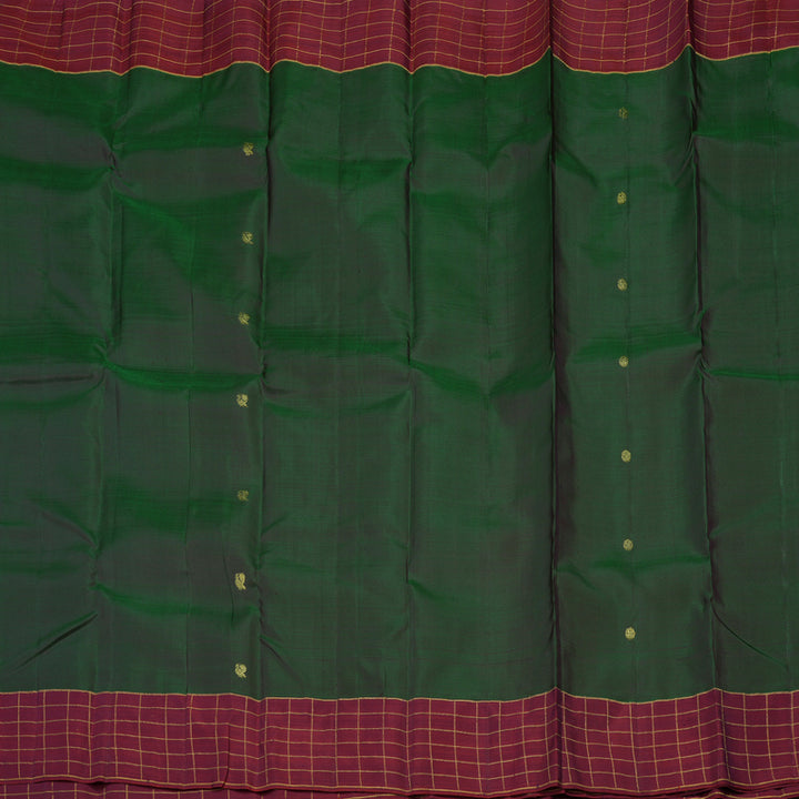 Hayagrivas Handloom Kanjivaram Silk Saree in Dual Toned Peacock Green KBE1245I2-2