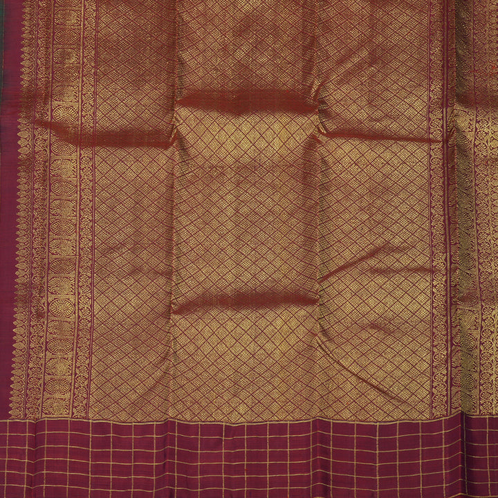 Hayagrivas Handloom Kanjivaram Silk Saree in Dual Toned Peacock Green KBE1245I2-2