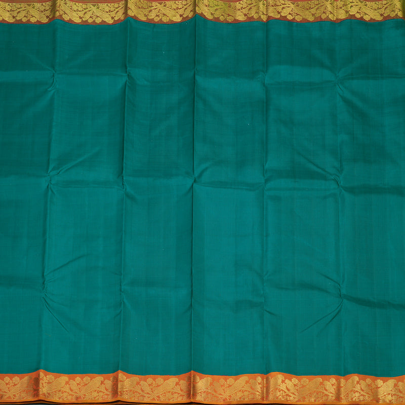 Hayagrivas Handloom Rama Green Kanjivaram Silk Saree with Ganga Jamuna border KBE1246I3-1