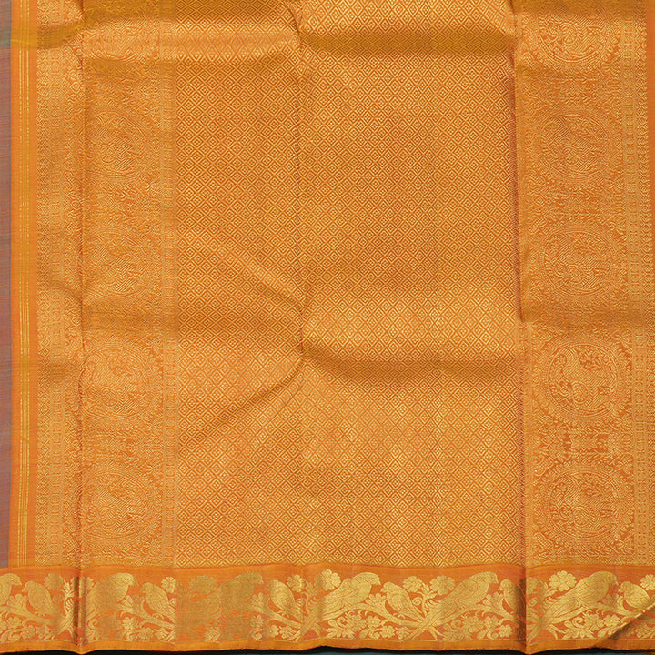 Hayagrivas Handloom Rama Green Kanjivaram Silk Saree with Ganga Jamuna border KBE1246I3-1