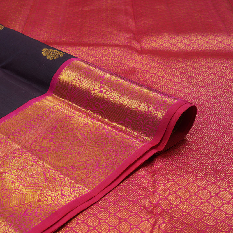 Hayagrivas Handloom Plum Purple Kanjivaram Silk Saree with Pink Border KBE1249I3-2