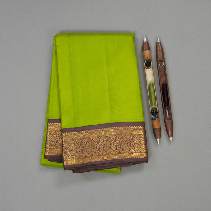 Hayagrivas Handloom Fluorescent Green Kanjivaram Silk Saree KBE1250I2-1