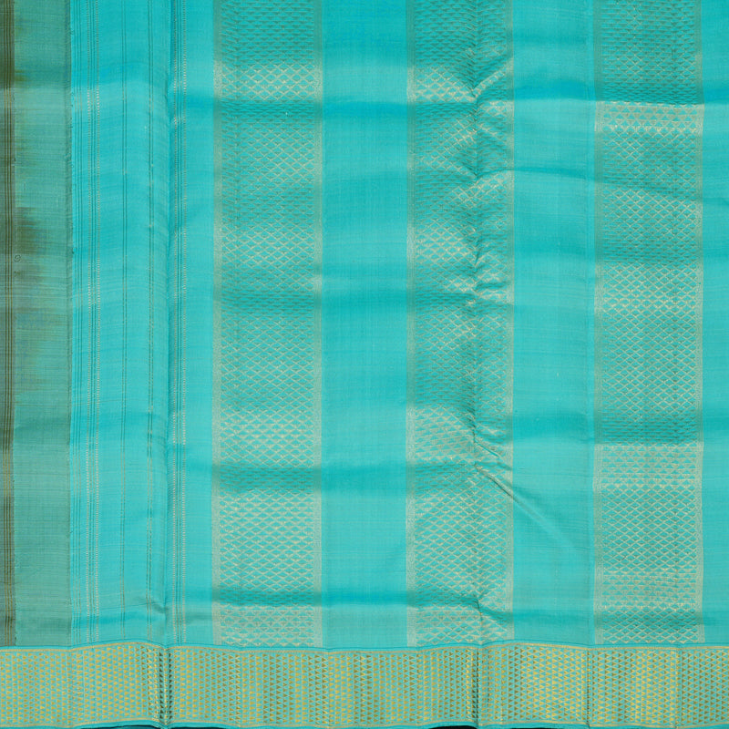 Hayagrivas Olive Green Pure Ten Yards Silk Madisar with Sea Blue border KBE1255I1-5