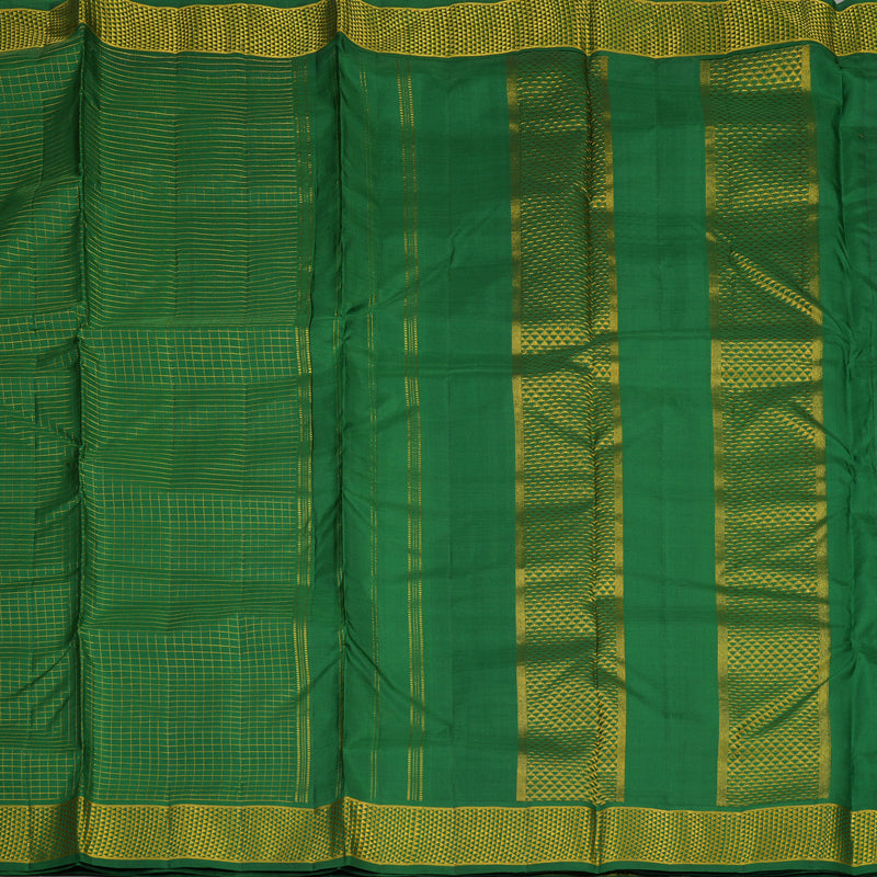 Hayagrivas Handloom Dark Green Kanjivaram Ten Yards Silk Saree KBE1255I2-1