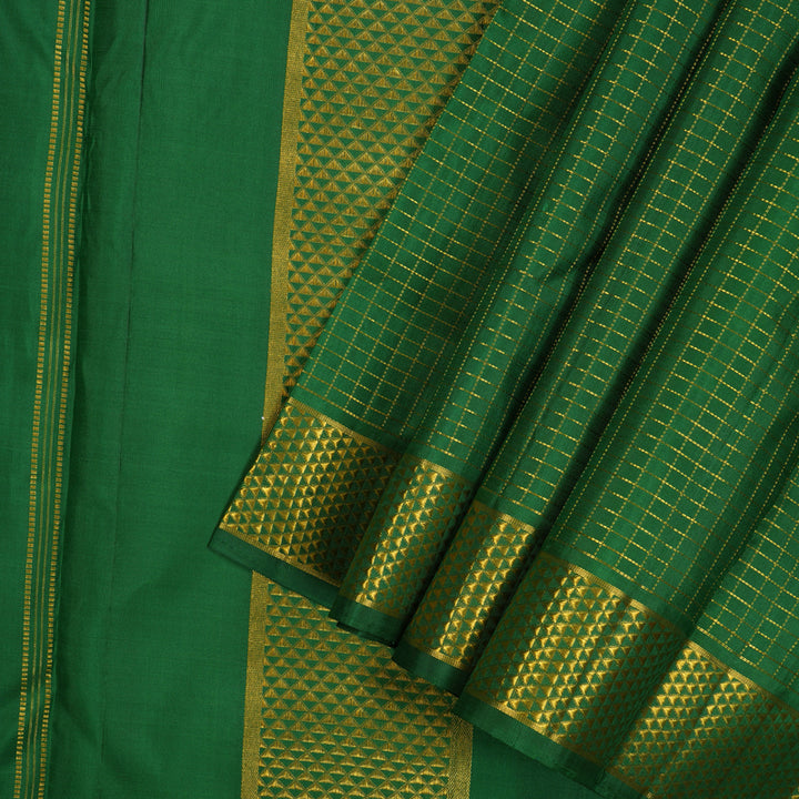 Hayagrivas Handloom Dark Green Kanjivaram Ten Yards Silk Saree KBE1255I2-1