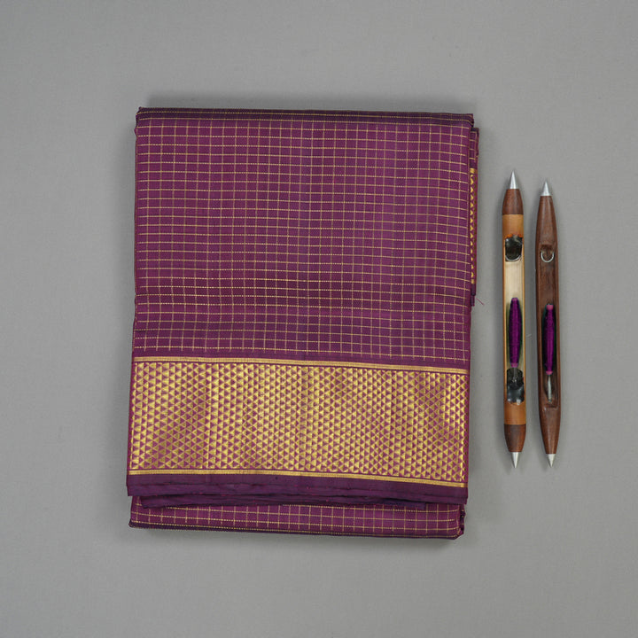 Hayagrivas Handloom Deep Violet Kanjivaram Ten Yards Silk Saree KBE1255I2-2