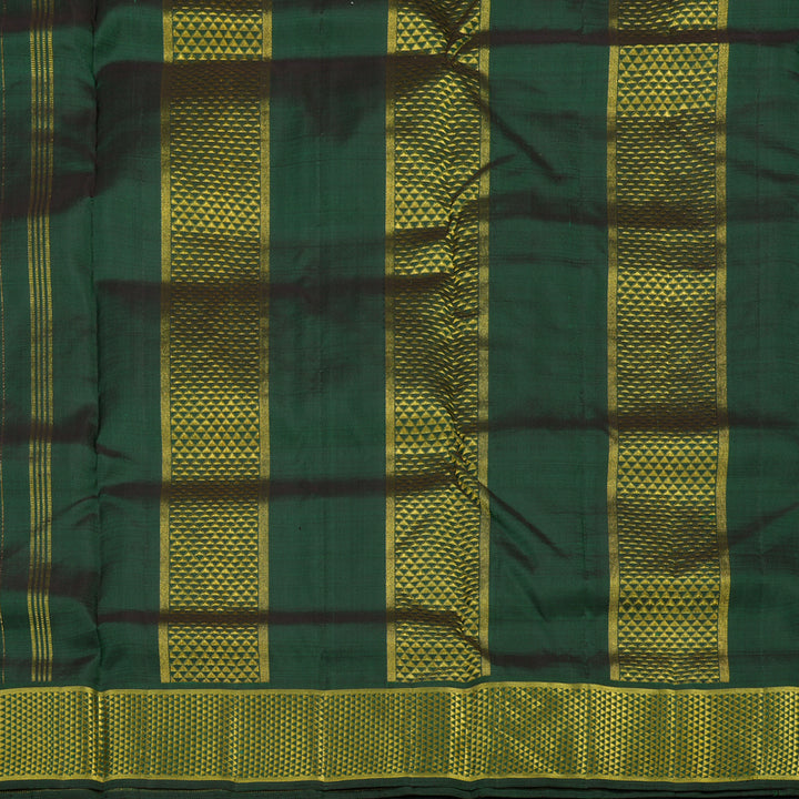 Hayagrivas Handloom Bottle Green Kanjivaram Ten Yards Silk Saree KBE1255I6-1