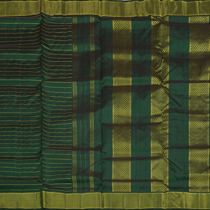 Hayagrivas Handloom Bottle Green Kanjivaram Ten Yards Silk Saree KBE1255I6-1