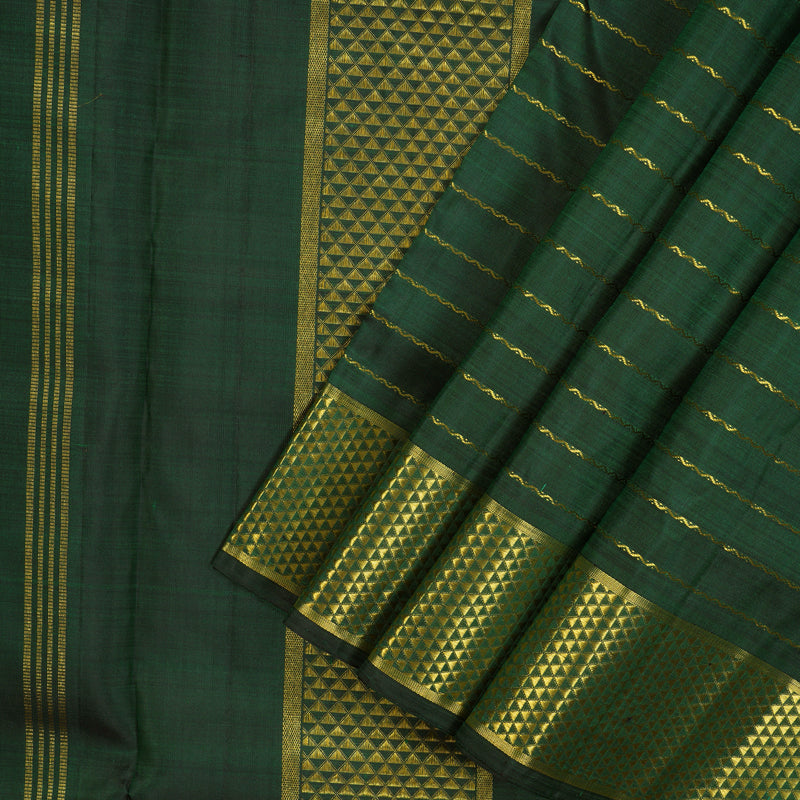 Hayagrivas Handloom Bottle Green Kanjivaram Ten Yards Silk Saree KBE1255I6-1